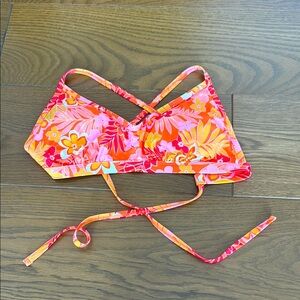 Xhilaration Floral Bikini Top - Pink and Orange